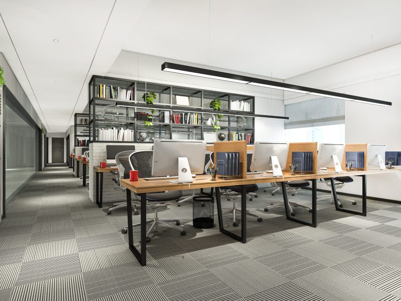 3d rendering business meeting and working room on office building